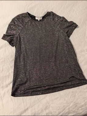 Opening Ceremony Iridescent Black Short Sleeve Tee Top NWT XS